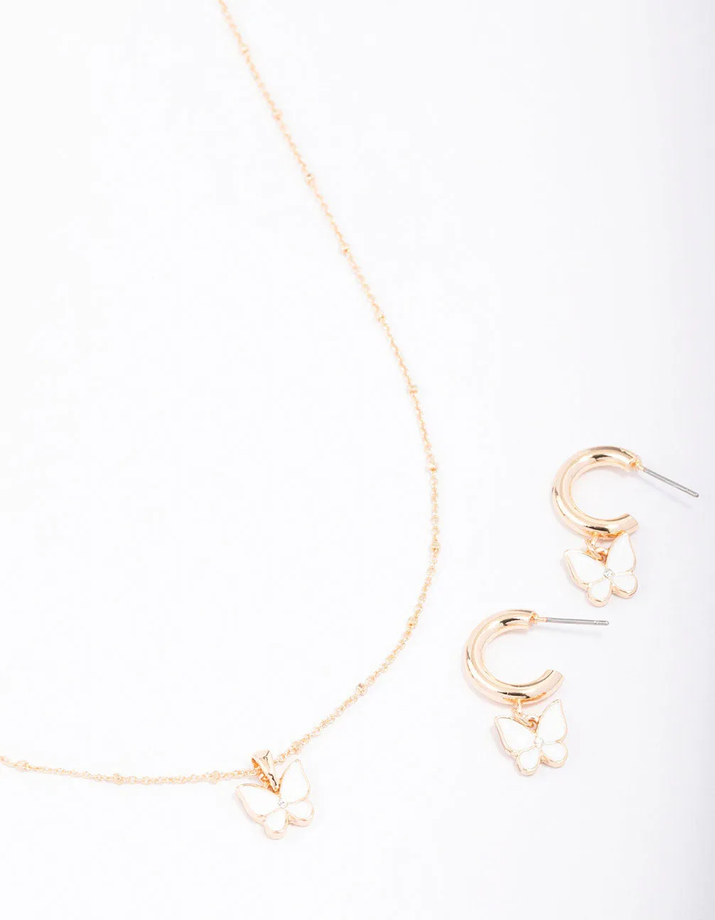 Gold Small Butterfly Jewellery Set