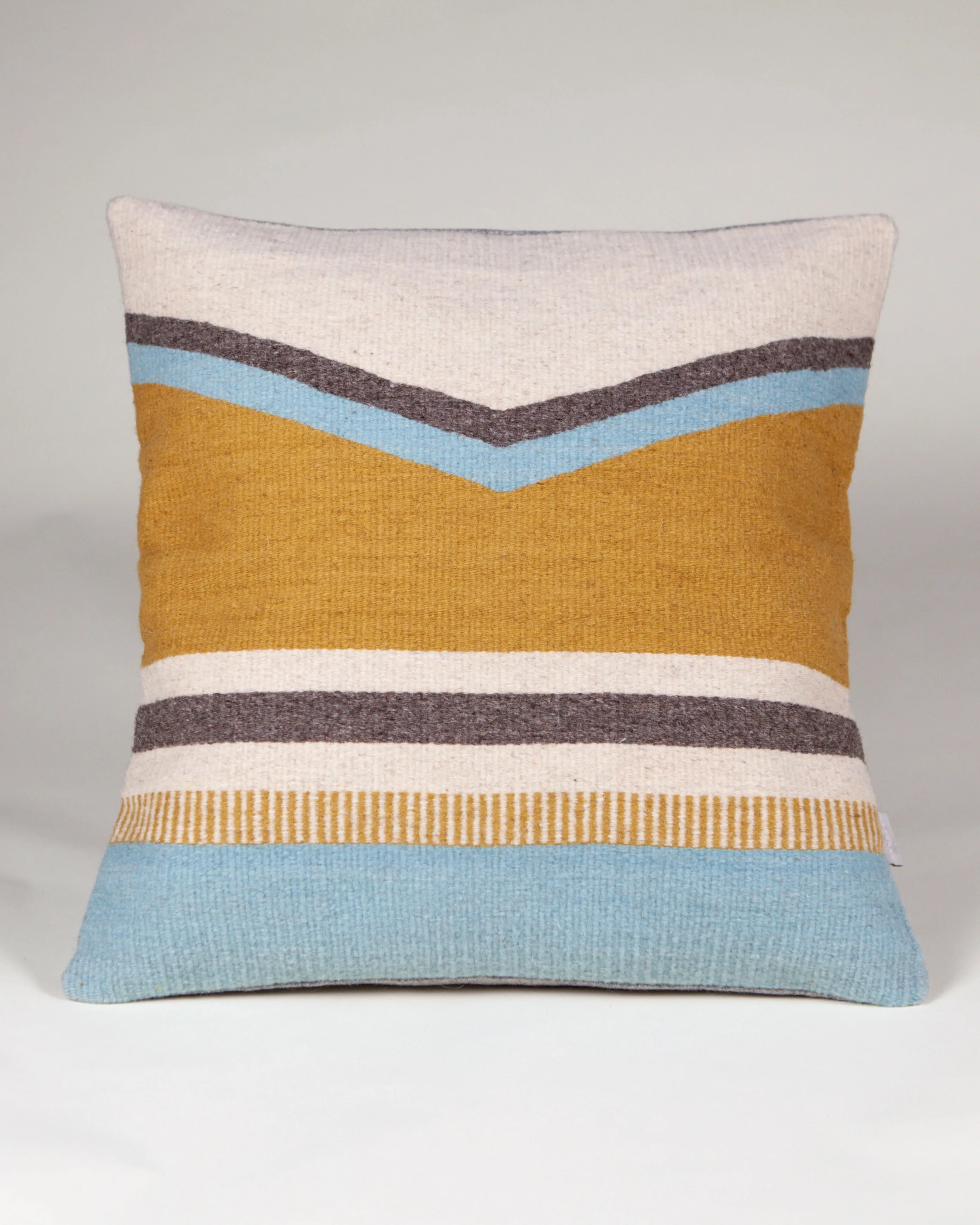 Granada V Blue and Yellow Geometric Wool Pillow