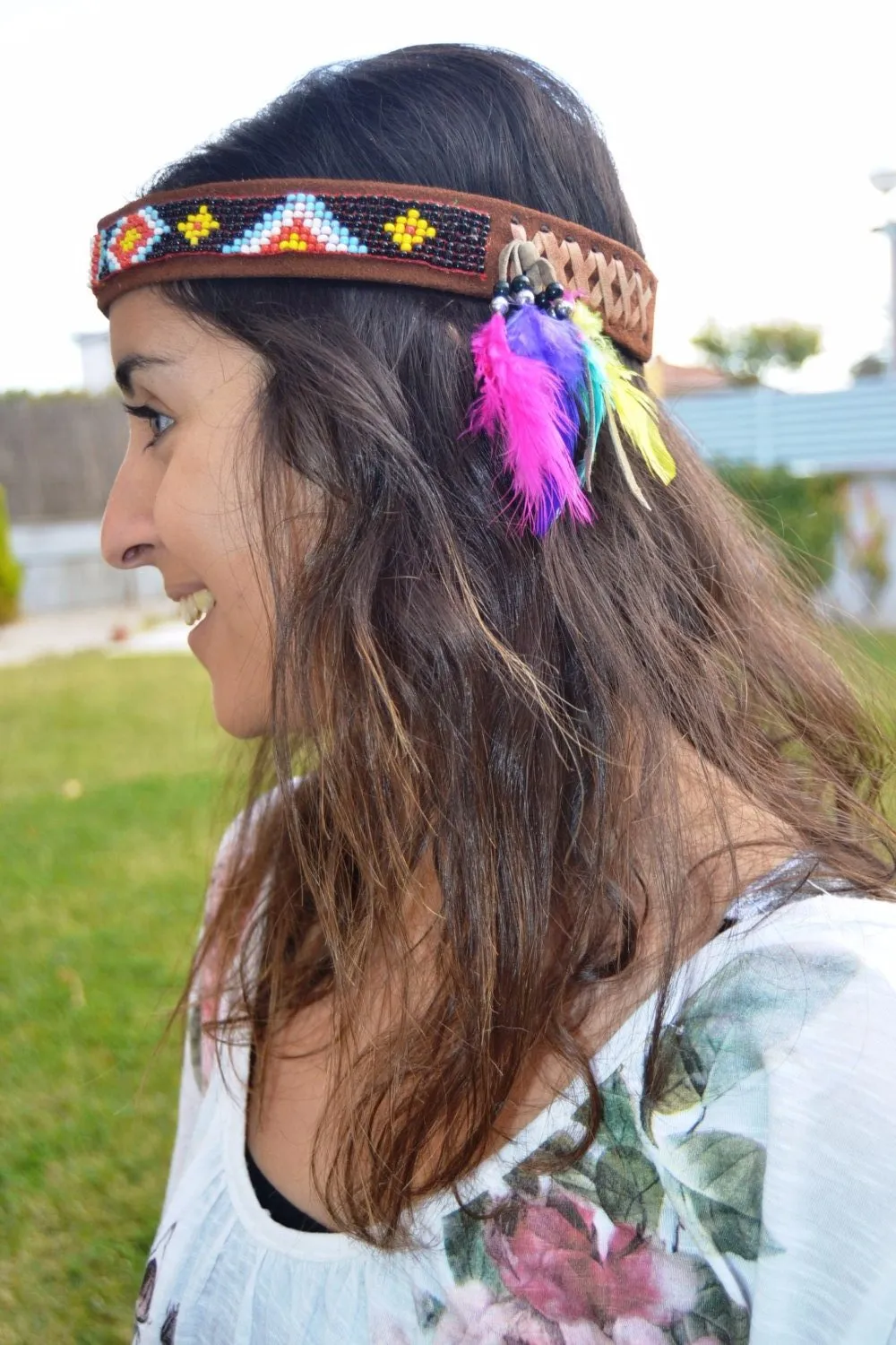 H10-Beaded Headband ( size from 45cm to 56cm with elastic band) (18inch-22 inch)