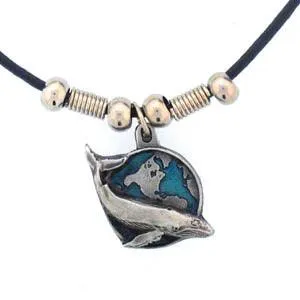 Humpback Whale with Earth Adjustable Cord Necklace