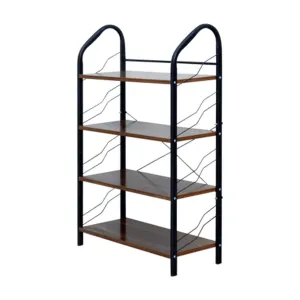 Industrial-Style Metal and Wood Shelf Stand