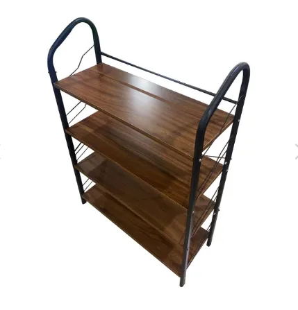 Industrial-Style Metal and Wood Shelf Stand