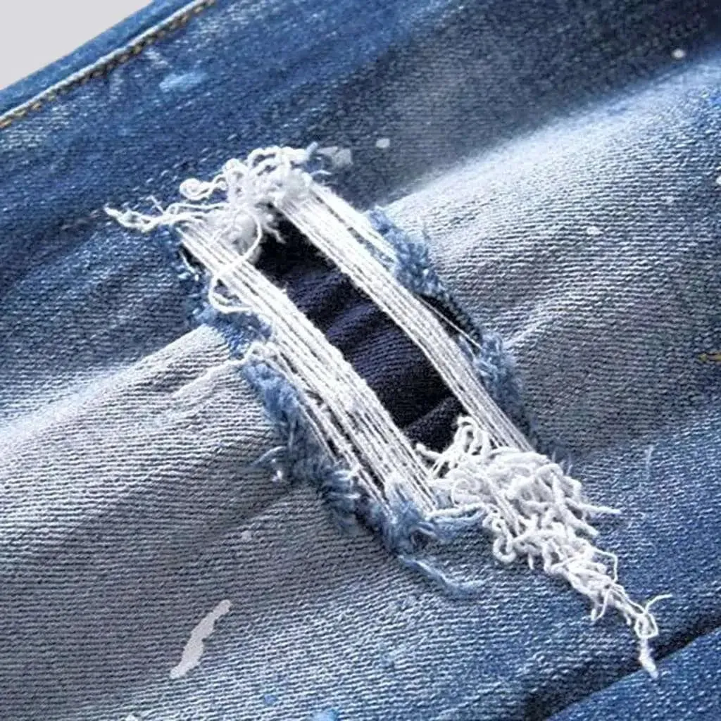 Mid-waist paint-splattered jeans
 for men