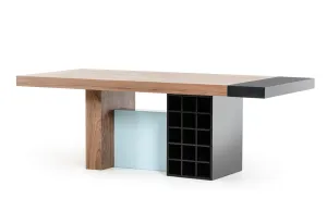 Modrest Aegean Modern Walnut and Teal Dining Table