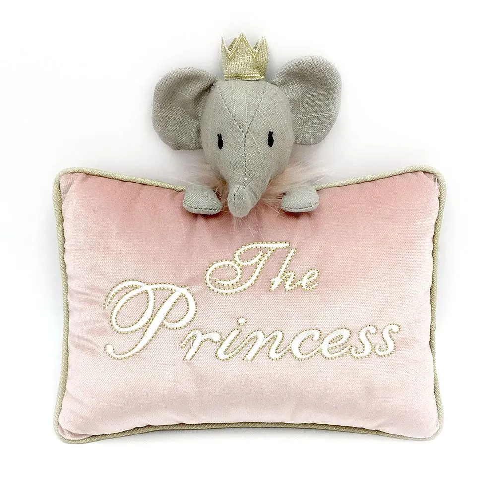 Mon-Ami The Princess' Pink Velvet Accent Pillow 'Etta The Elephant