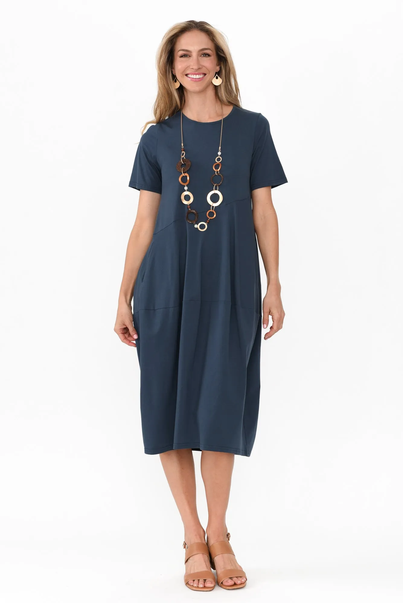 Morgan Deep Teal Diagonal Seam Dress