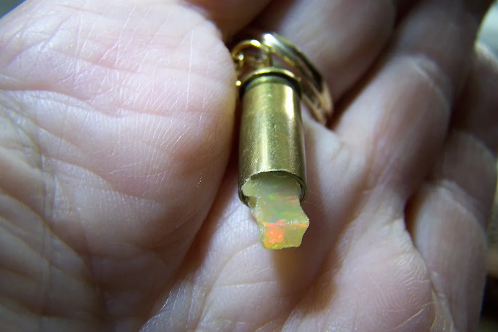 Natural Raw Opal Gemstone Bullet Jewelry Pendant