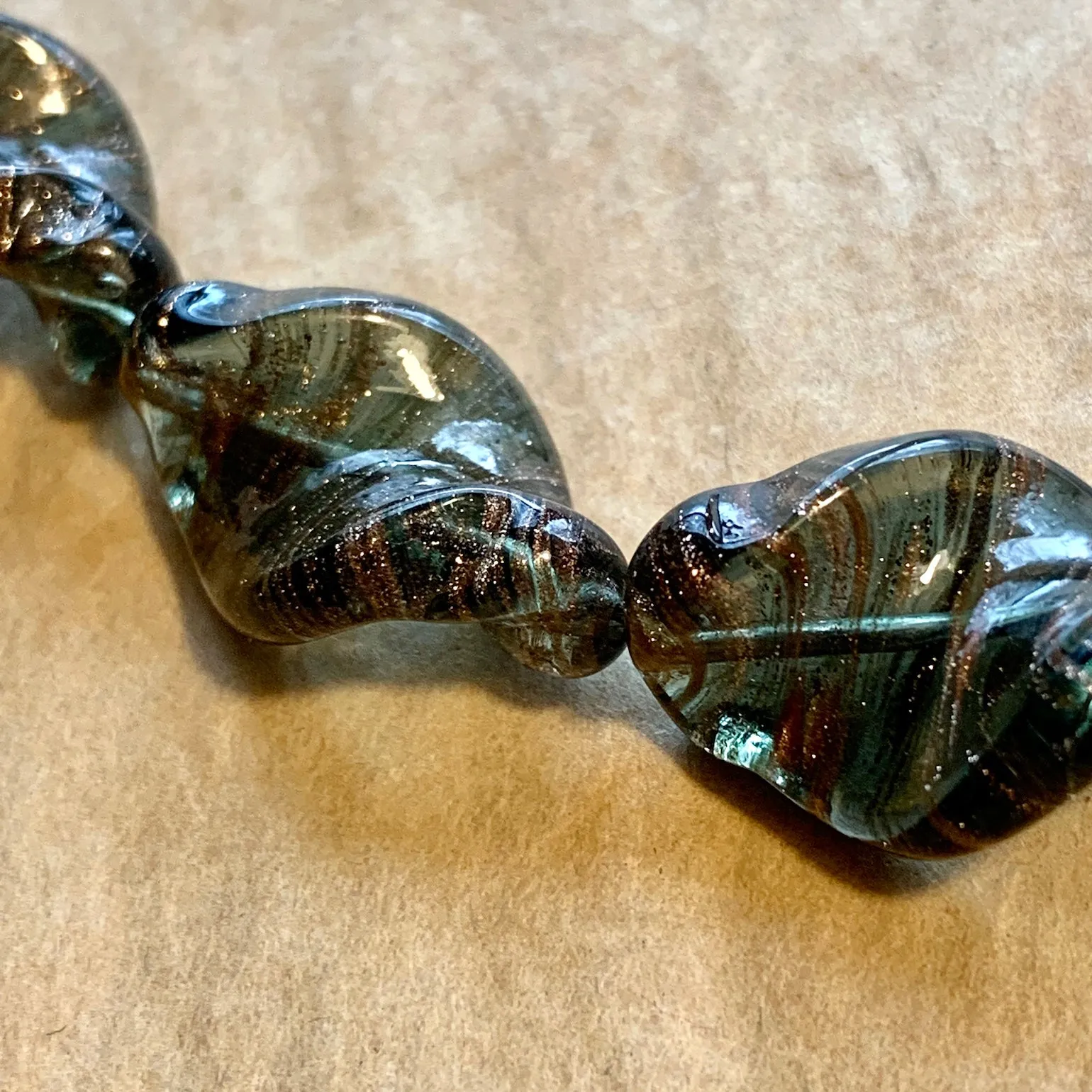 Olive & Black Venetian Beads