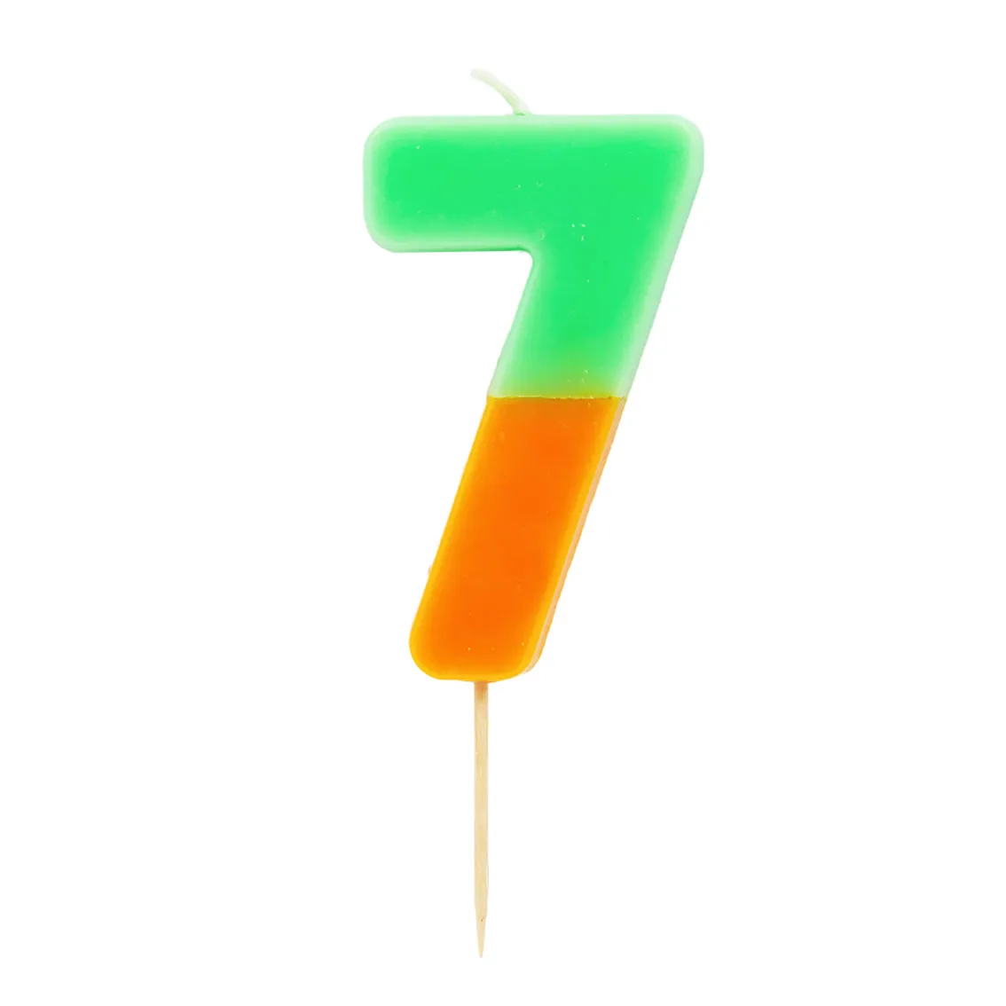 Orange and Sage Green Birthday Number Candle - 7