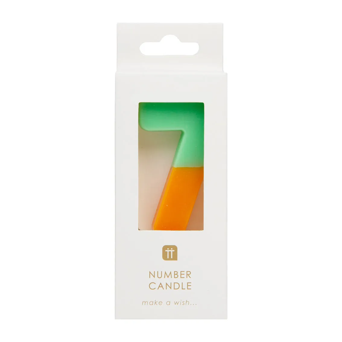 Orange and Sage Green Birthday Number Candle - 7