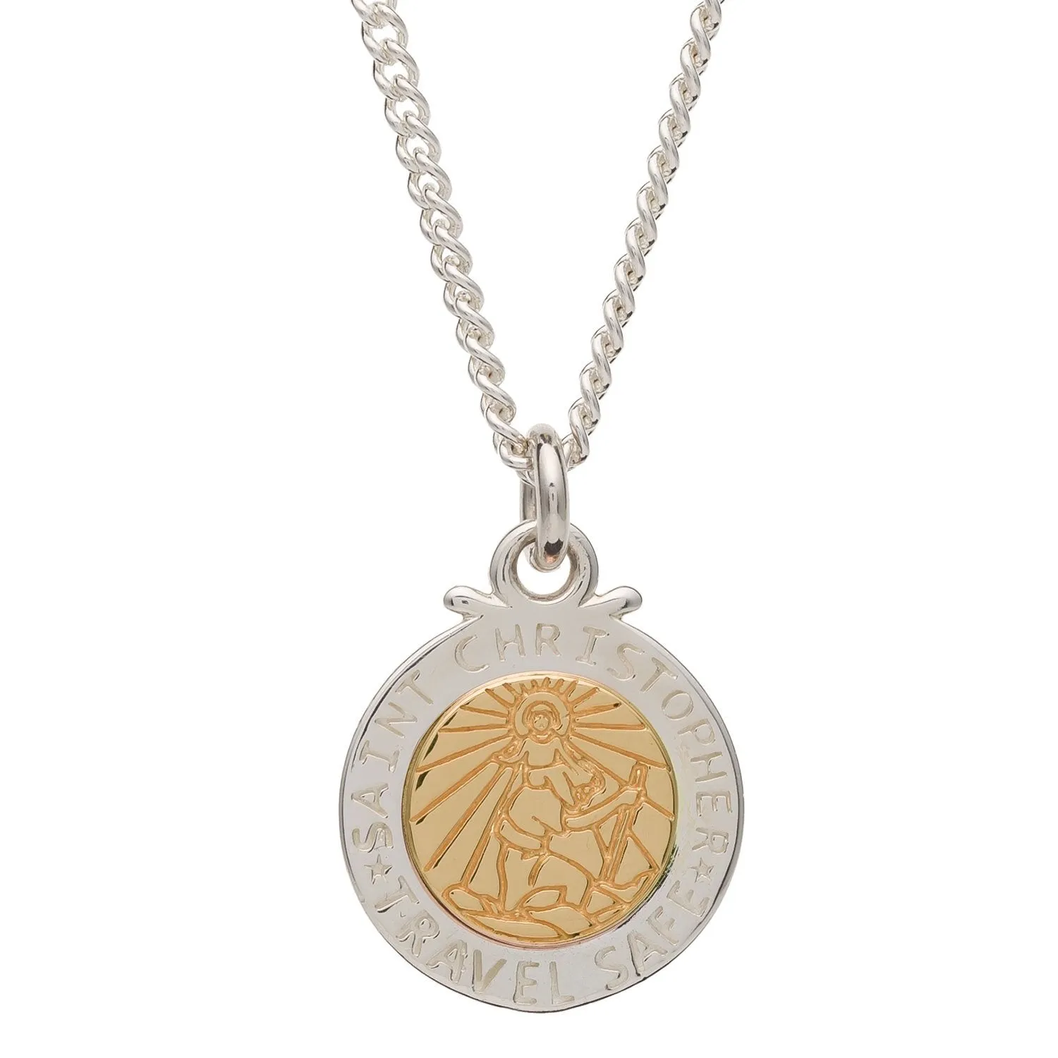 Personalised St Christopher Necklace - Silver & Solid Gold