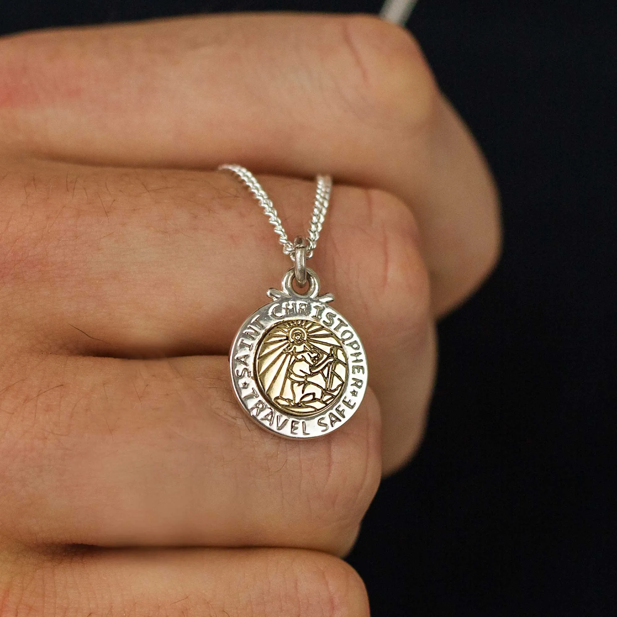 Personalised St Christopher Necklace - Silver & Solid Gold