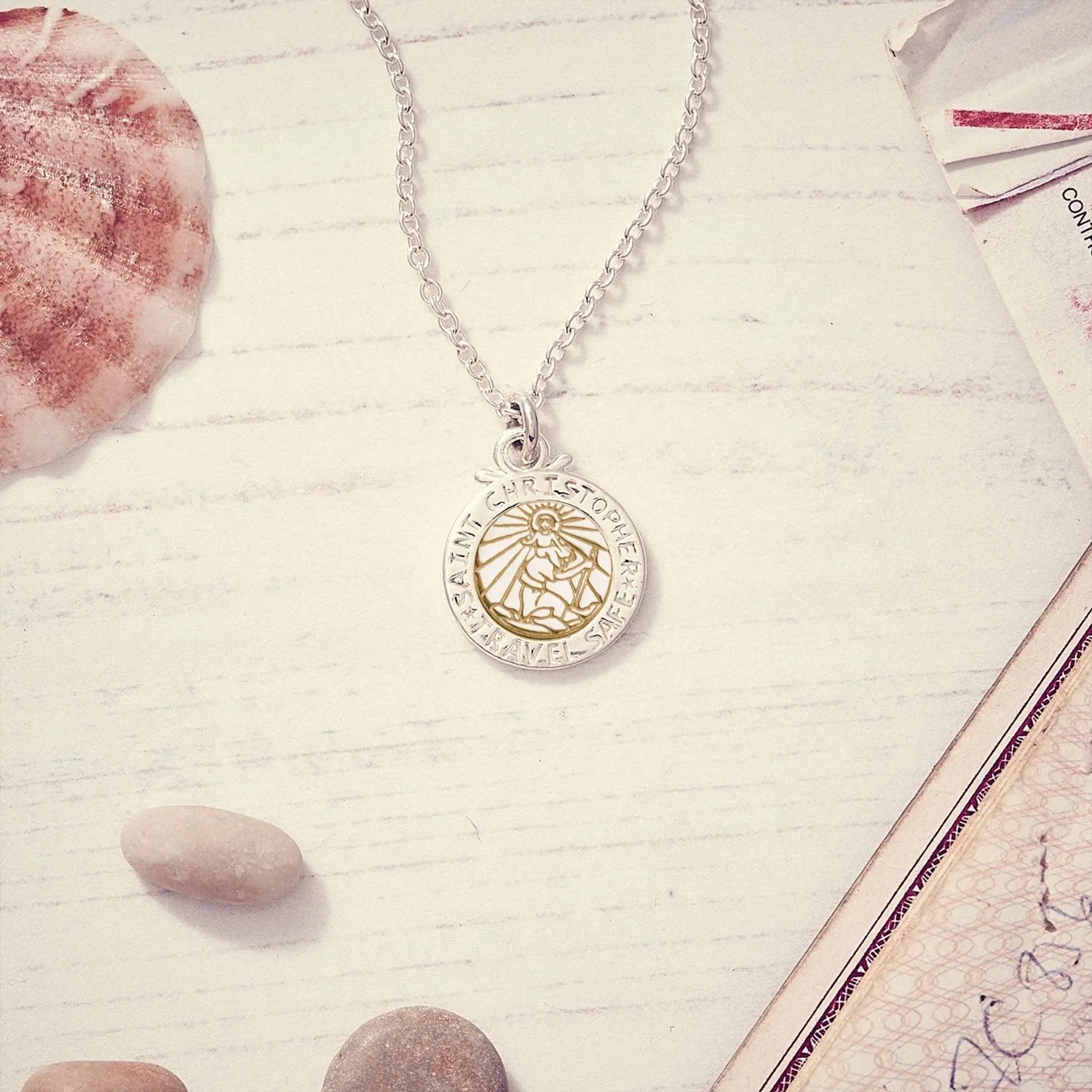 Personalised St Christopher Necklace - Silver & Solid Gold