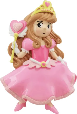 Pink Princess Ornament with Crown & Heart Wand