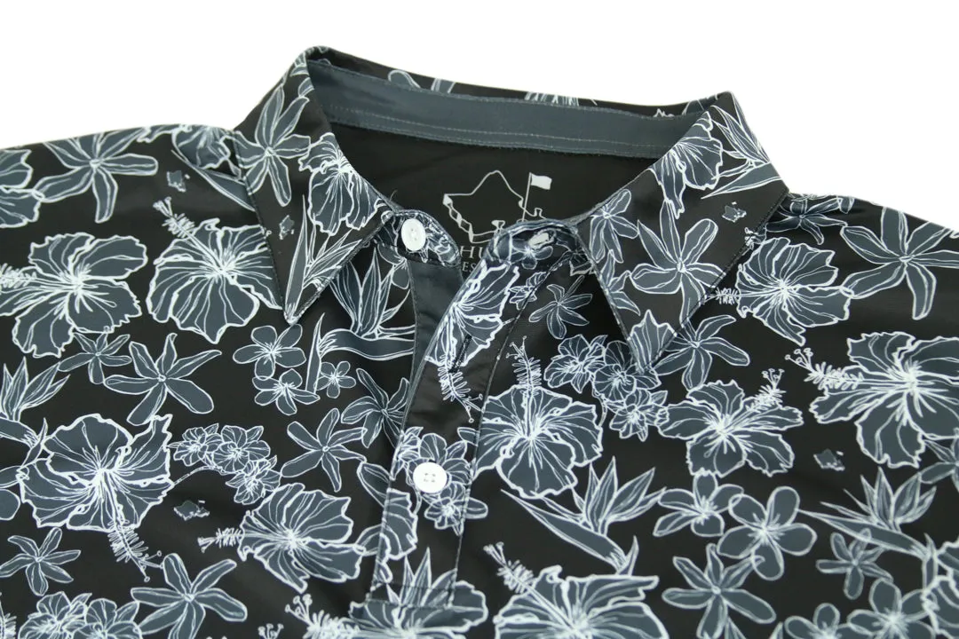 "Small Kine Sketchy Onyx" - OGA Men's Polo - Onyx Black