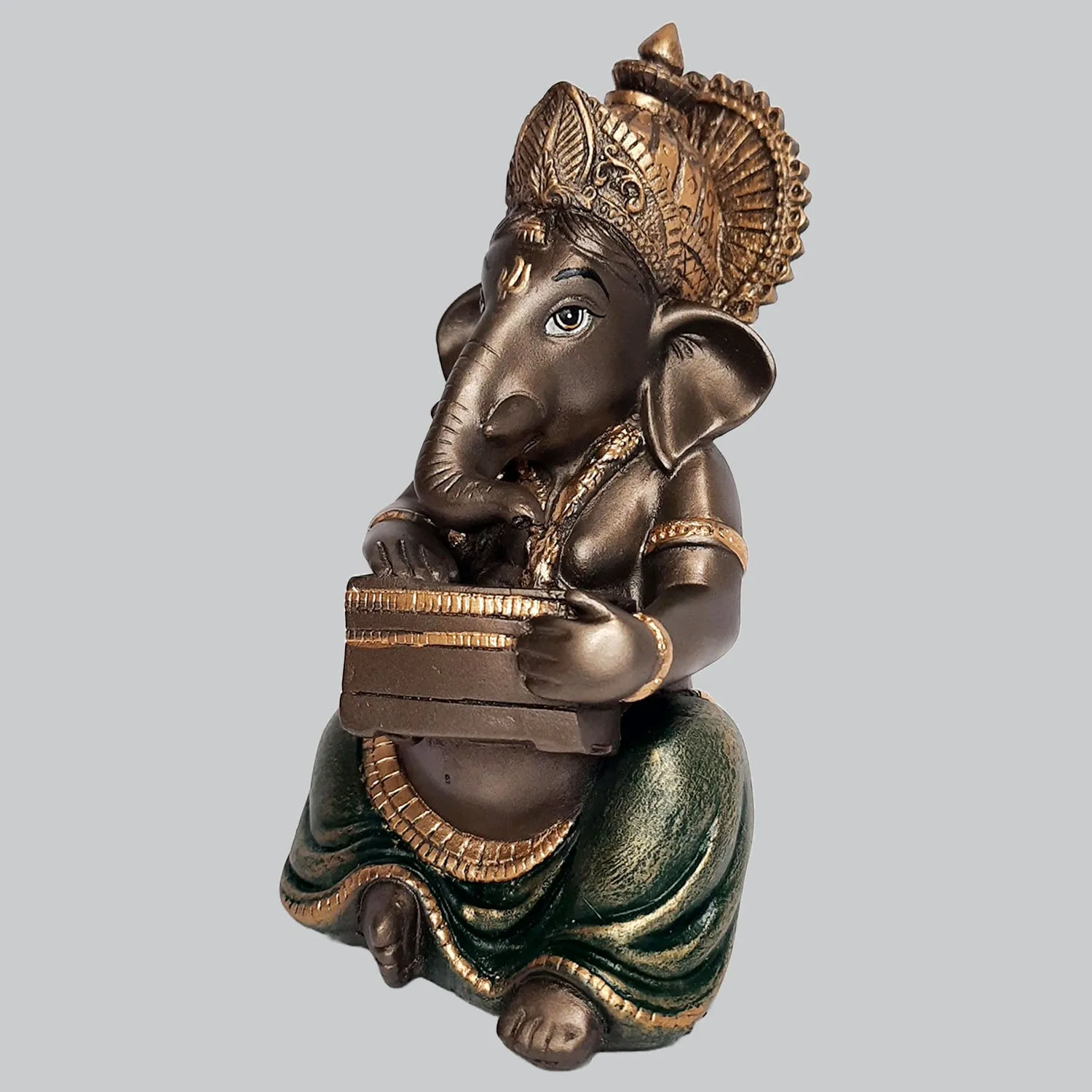 Resin Car Ganesha with Musical Harmonium 7 in