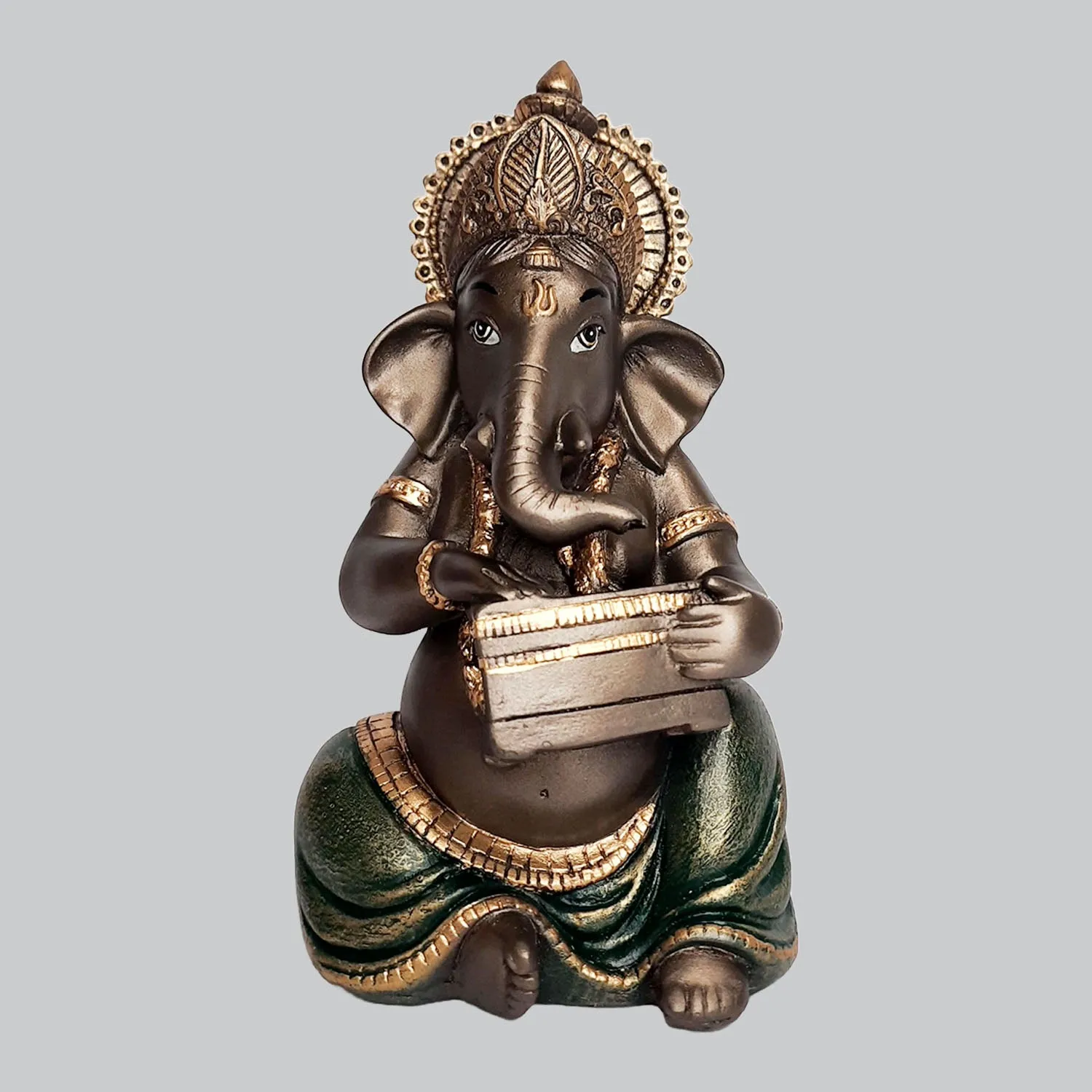 Resin Car Ganesha with Musical Harmonium 7 in