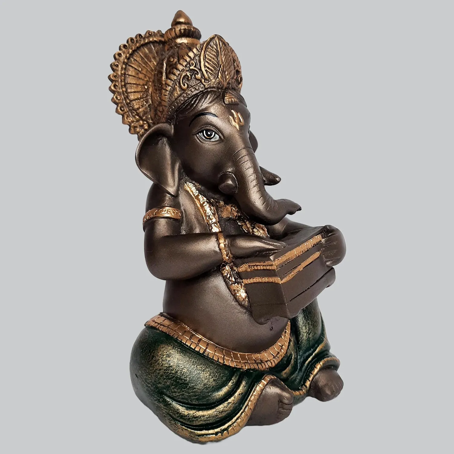 Resin Car Ganesha with Musical Harmonium 7 in