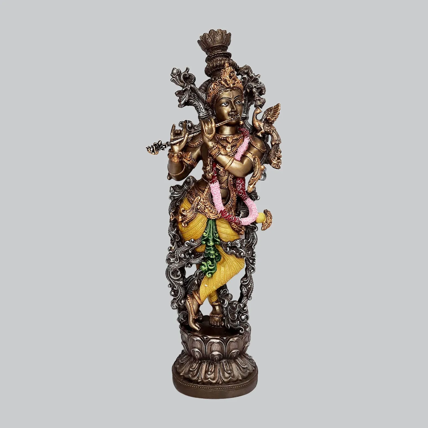 Resin Krishna Standing in Bronze Finish 14 in