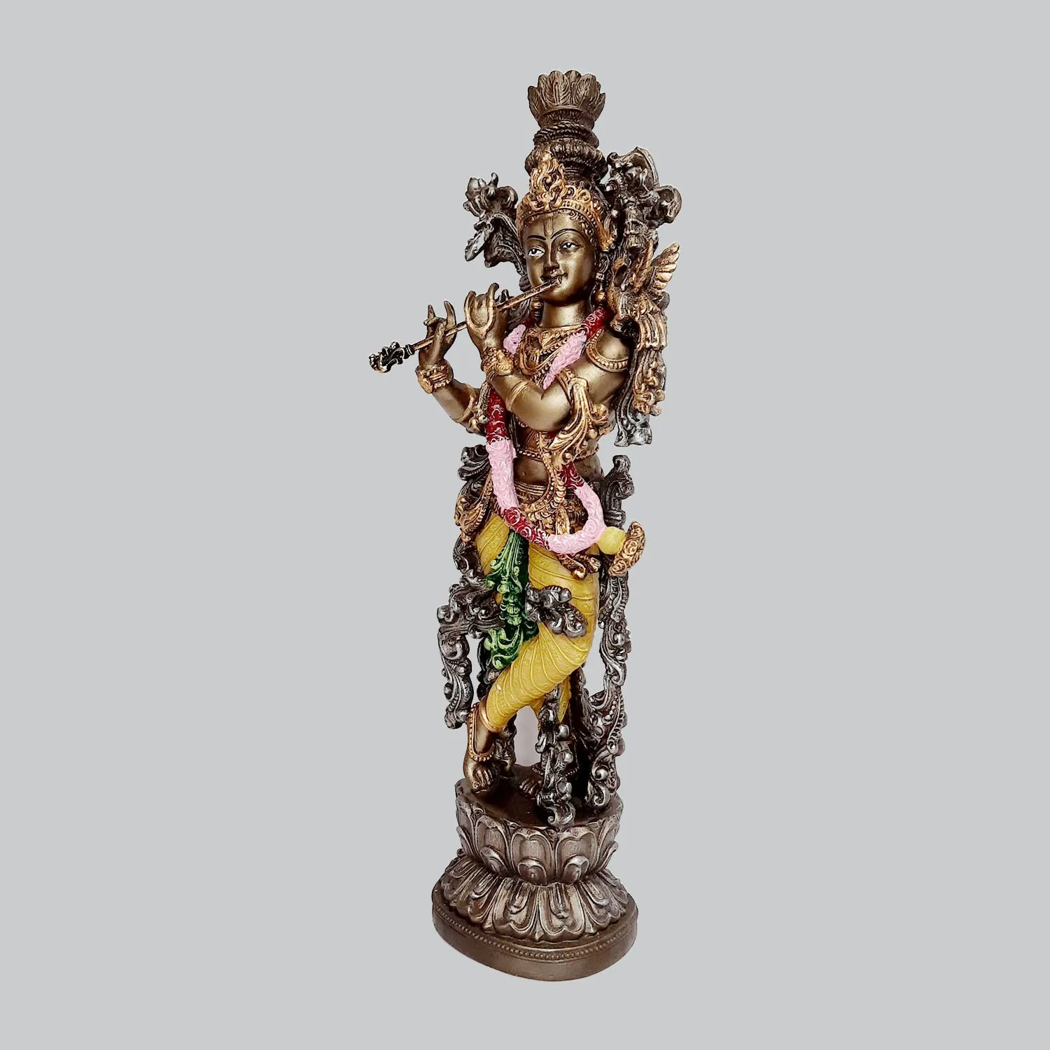 Resin Krishna Standing in Bronze Finish 14 in