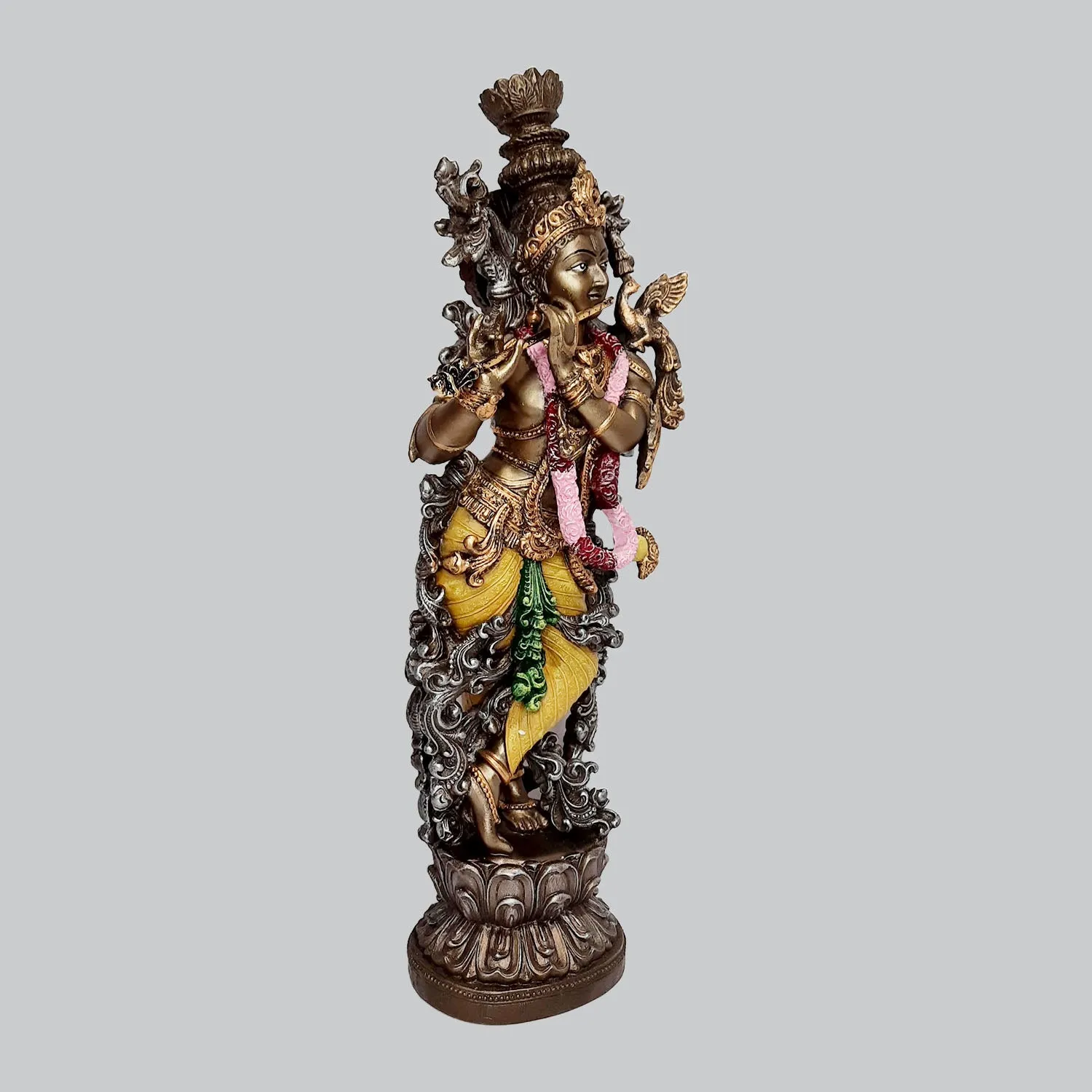 Resin Krishna Standing in Bronze Finish 14 in