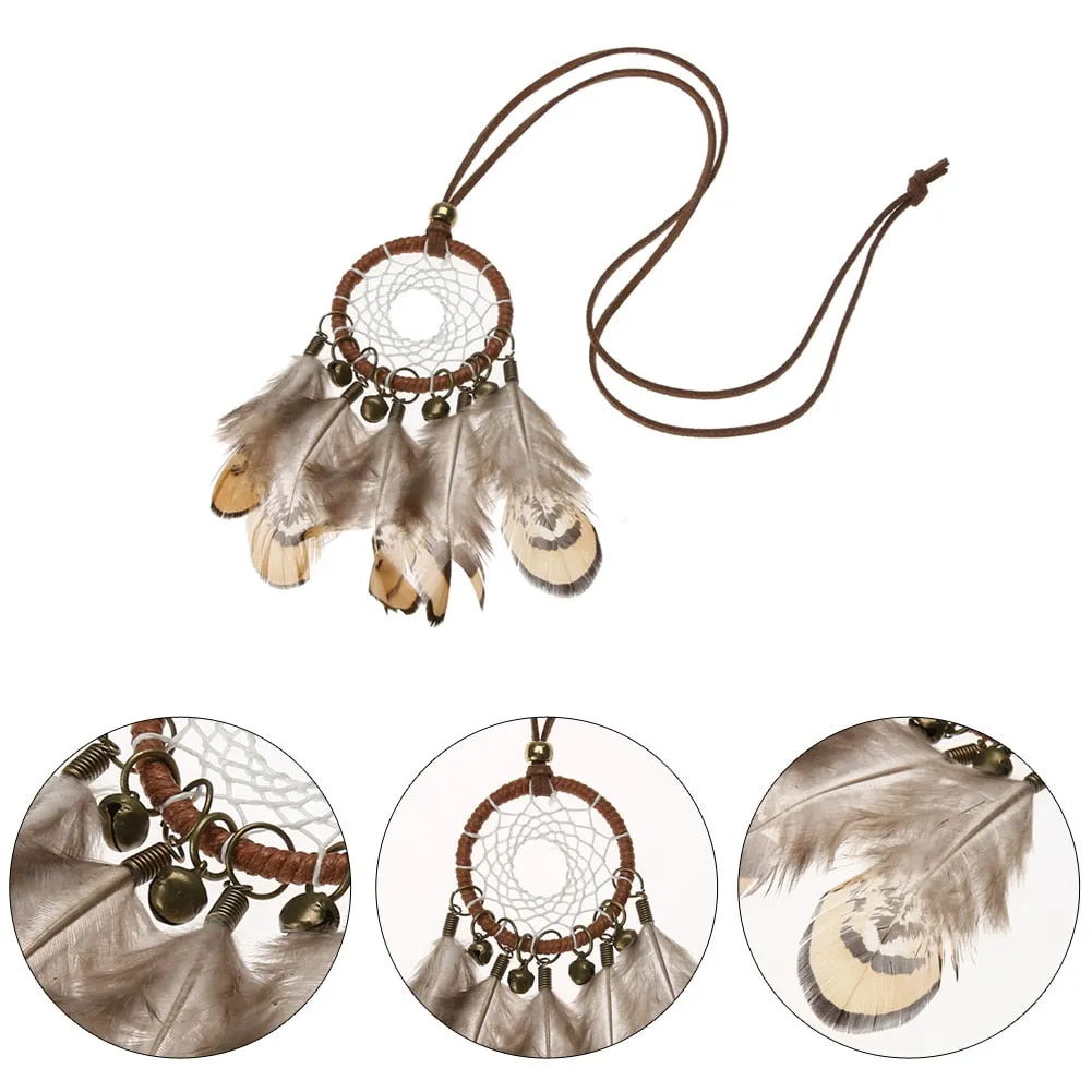 Retro Handmade Dreamcatcher Feathers Necklace