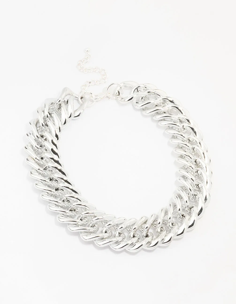 Rhodium Chunky Mixed Chain Necklace