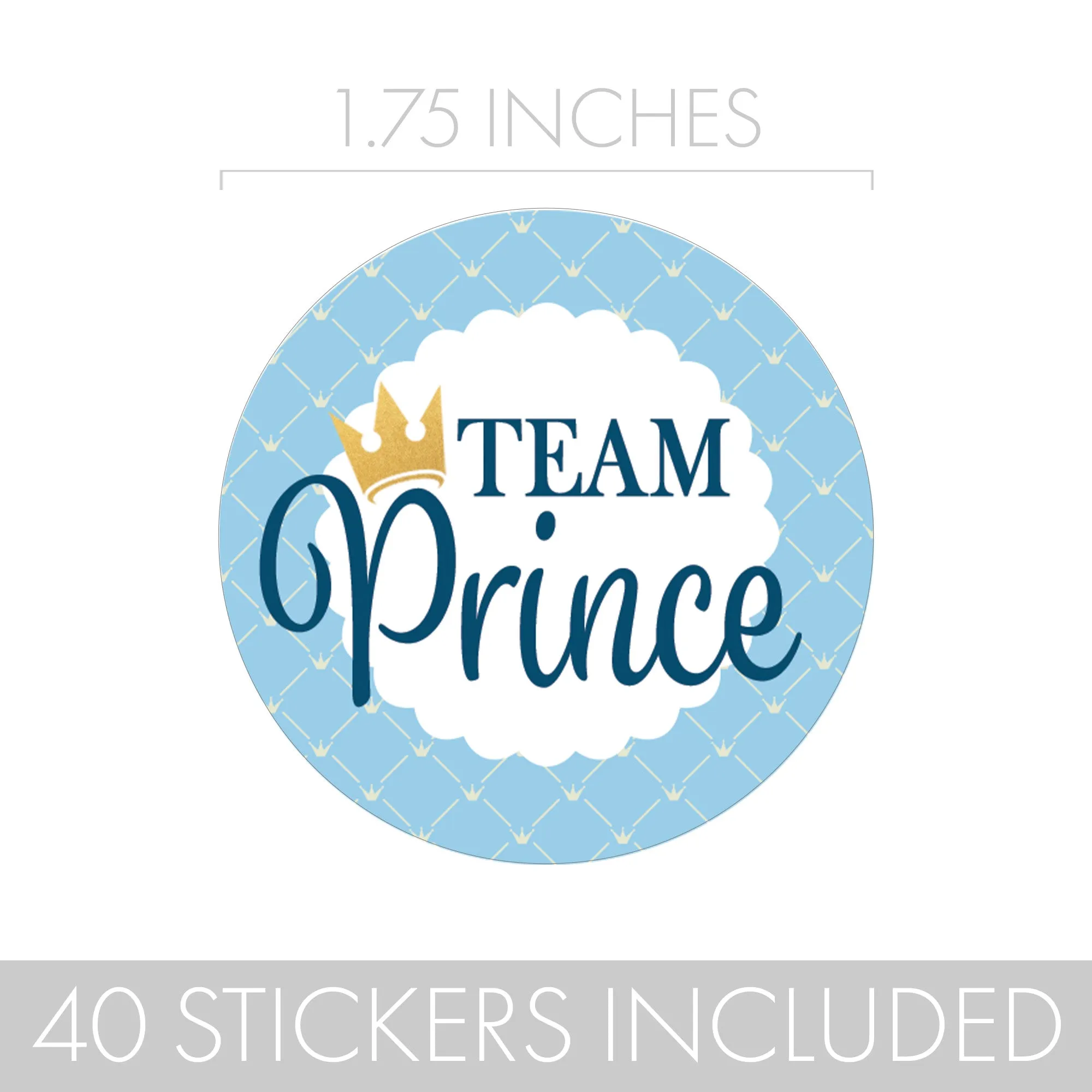 Royal Baby Gender Reveal Party -Team Prince or Team Princess - 40 Stickers