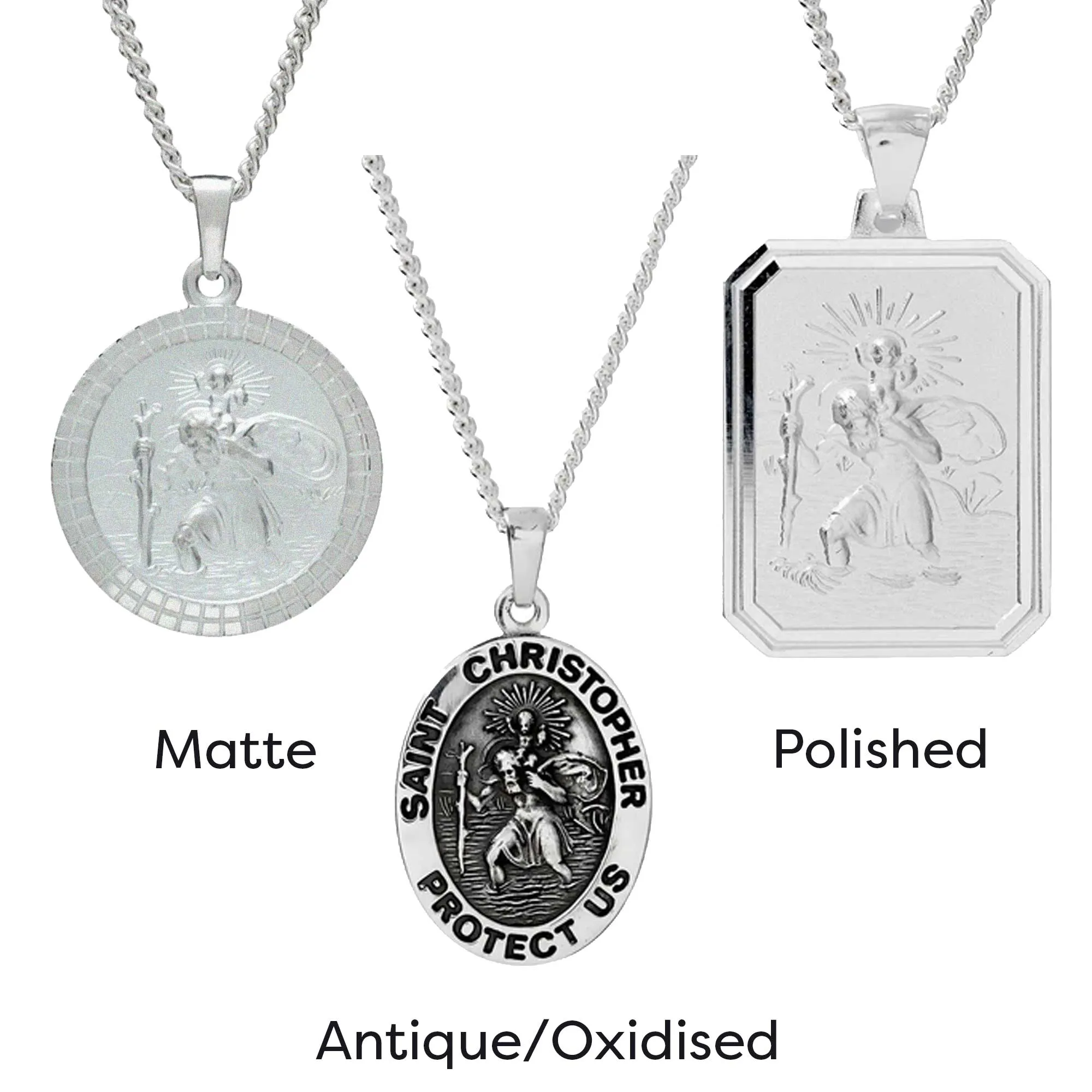 Saint Christopher Protect Us Personalised Silver Necklace