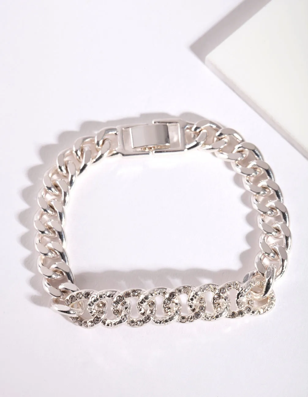 Silver Pave Diamante Chain Bracelet