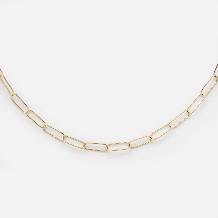 Solid Gold Paperclip Chain Necklace