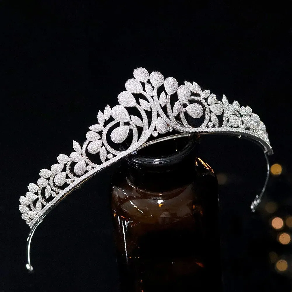 Stylish Cubic Zirconia Bridal Tiara and Crown