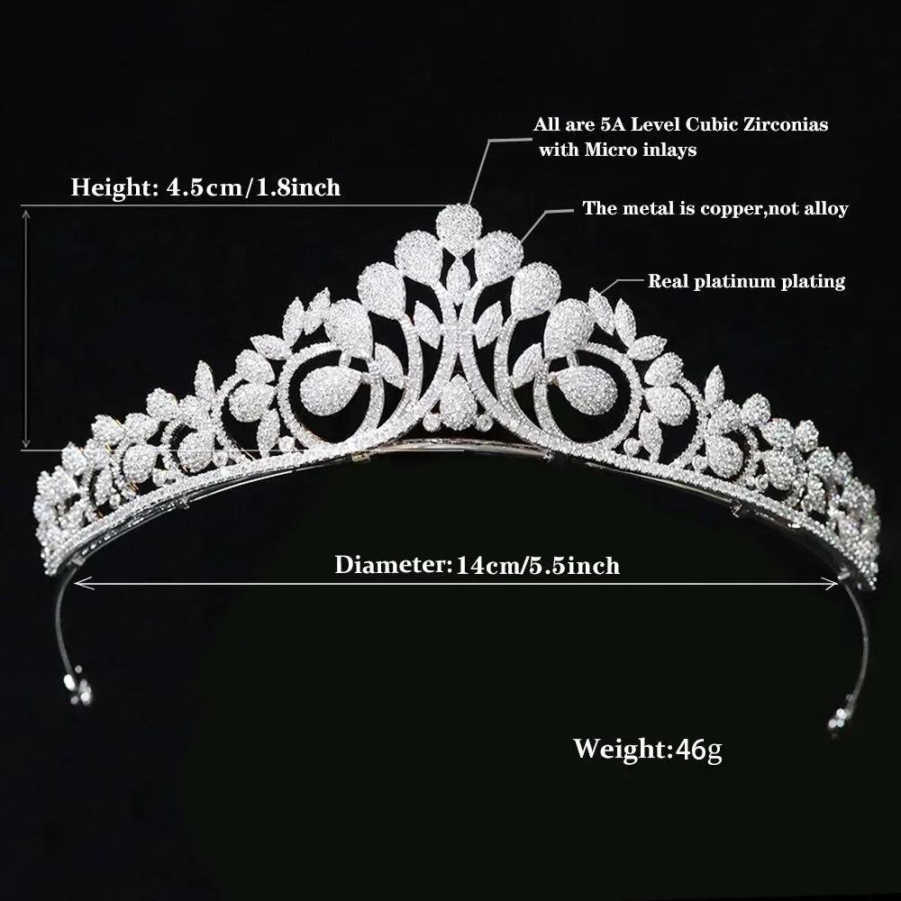 Stylish Cubic Zirconia Bridal Tiara and Crown