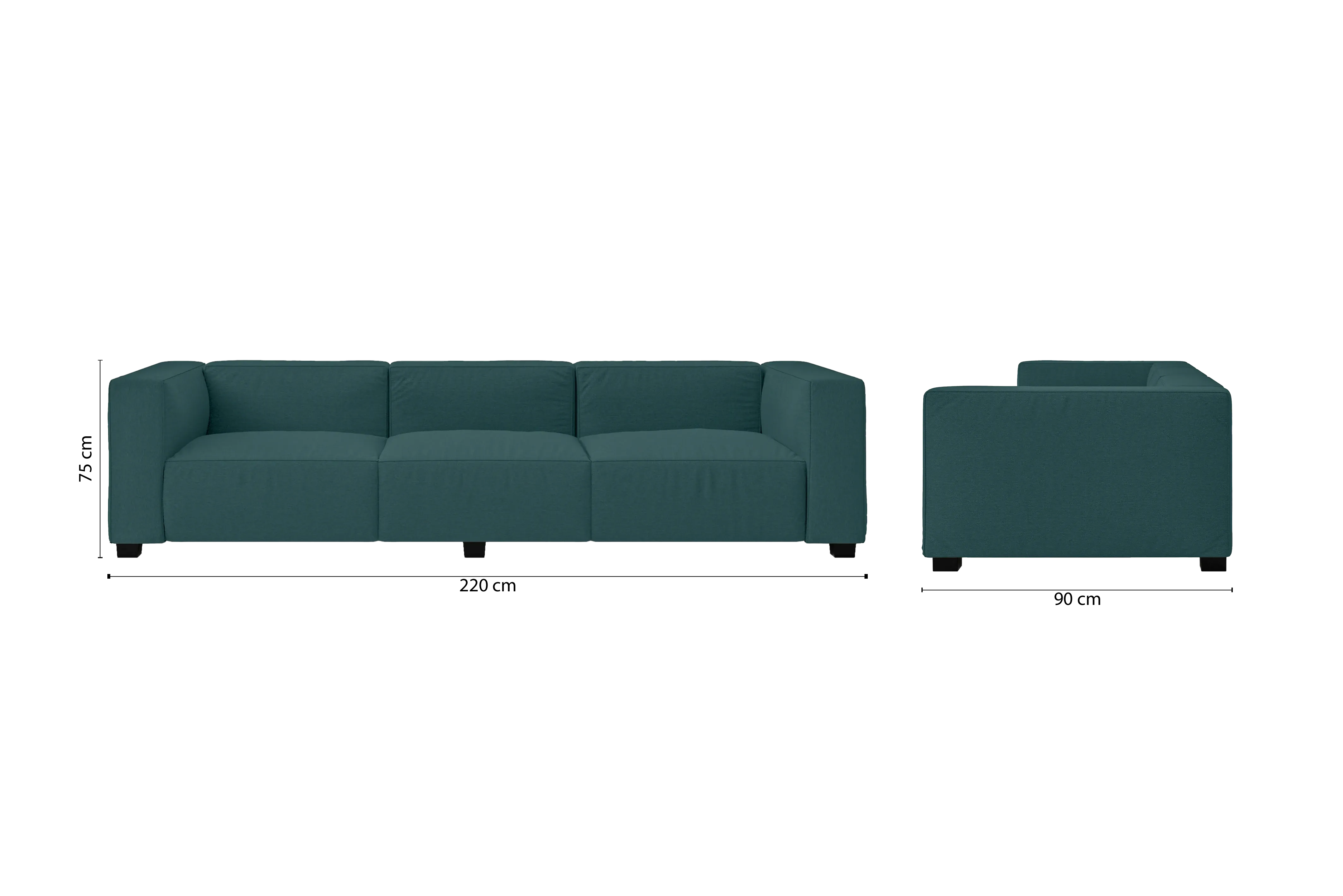 Taranto 3 Seater Sofa Teal Linen Fabric