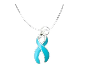 Teal Ribbon Necklaces