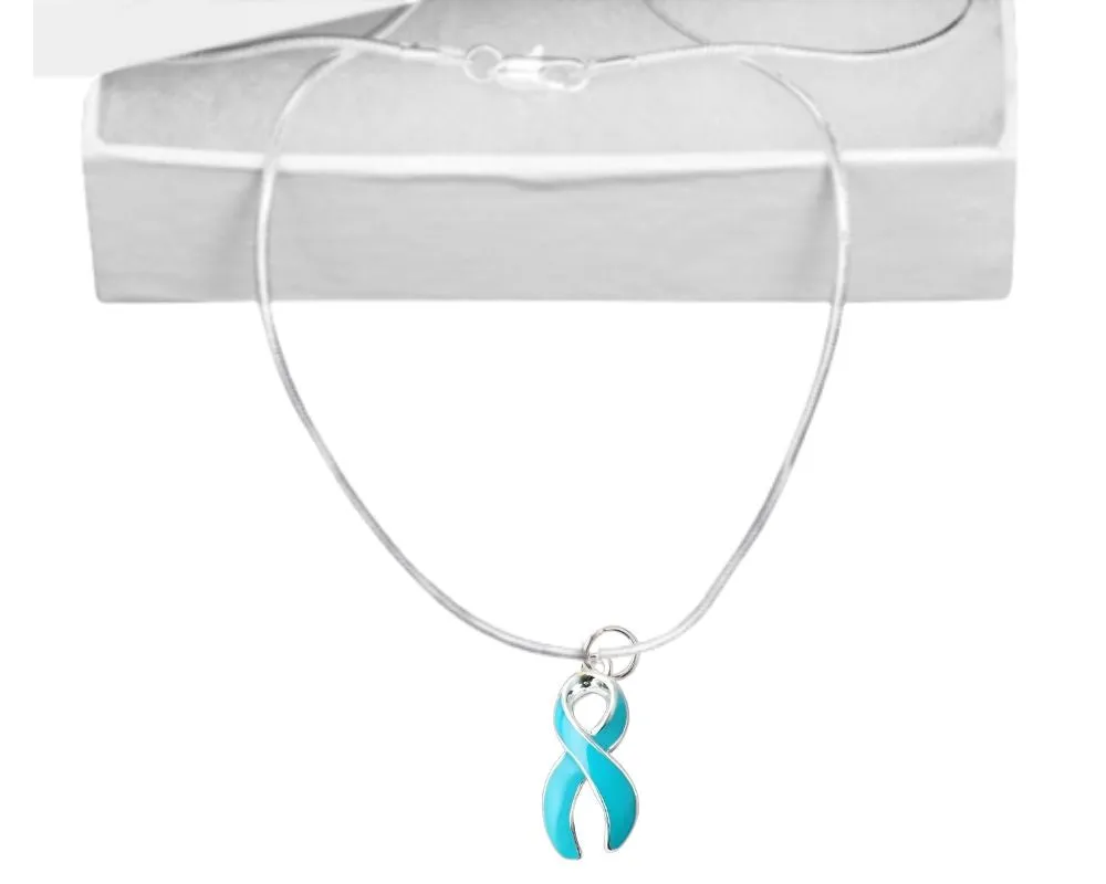 Teal Ribbon Necklaces