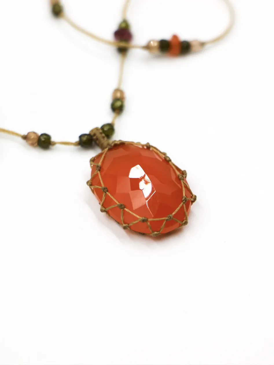 Tibetan Necklace - Orange Onyx