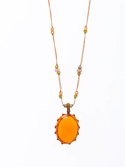 Tibetan Necklace - Orange Onyx