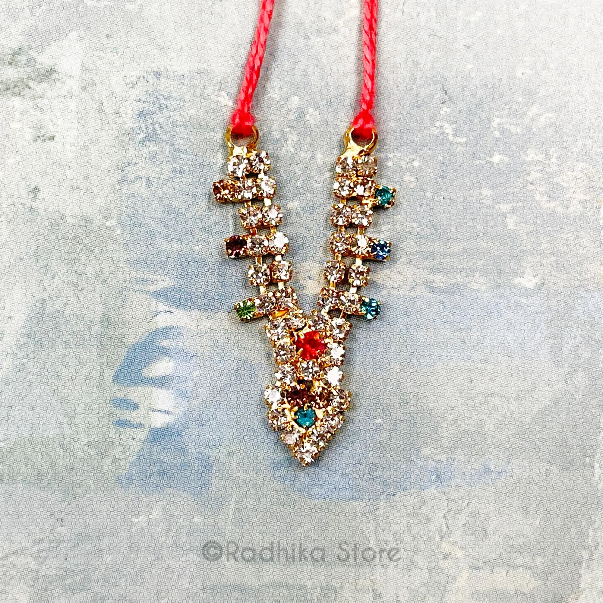 Tiny Tilak - Multi Color - Rhinestone Deity Necklace