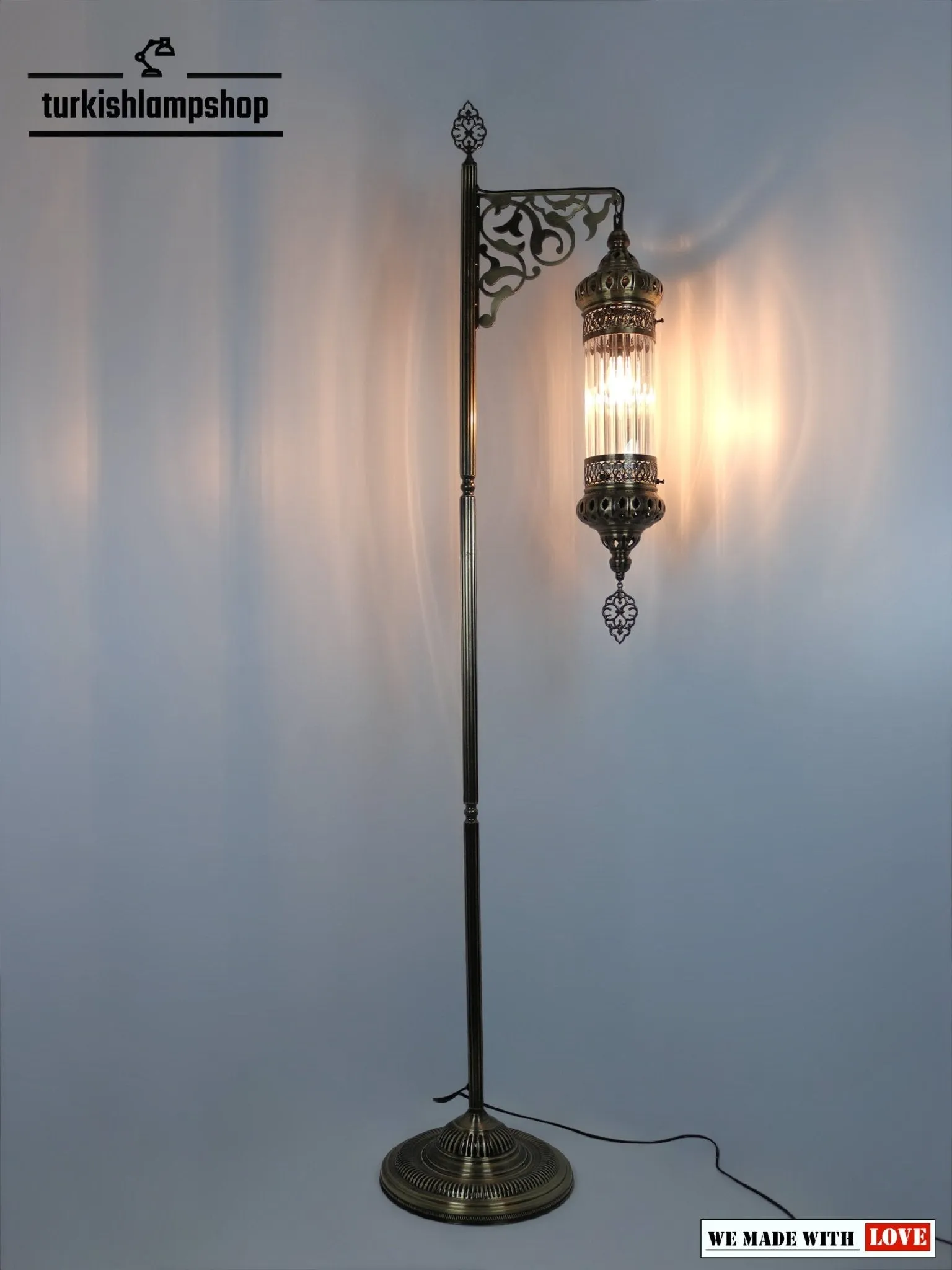 Turkish Floor Lamp Pyrex Glass Transparent Standing Lamp