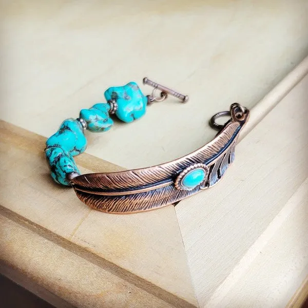 Turquoise Feather Beaded Bracelet - The Jewelry Junkie