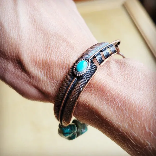 Turquoise Feather Beaded Bracelet - The Jewelry Junkie