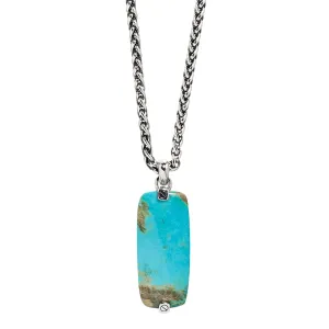 Turquoise Gemstone Tag Pendant Necklace