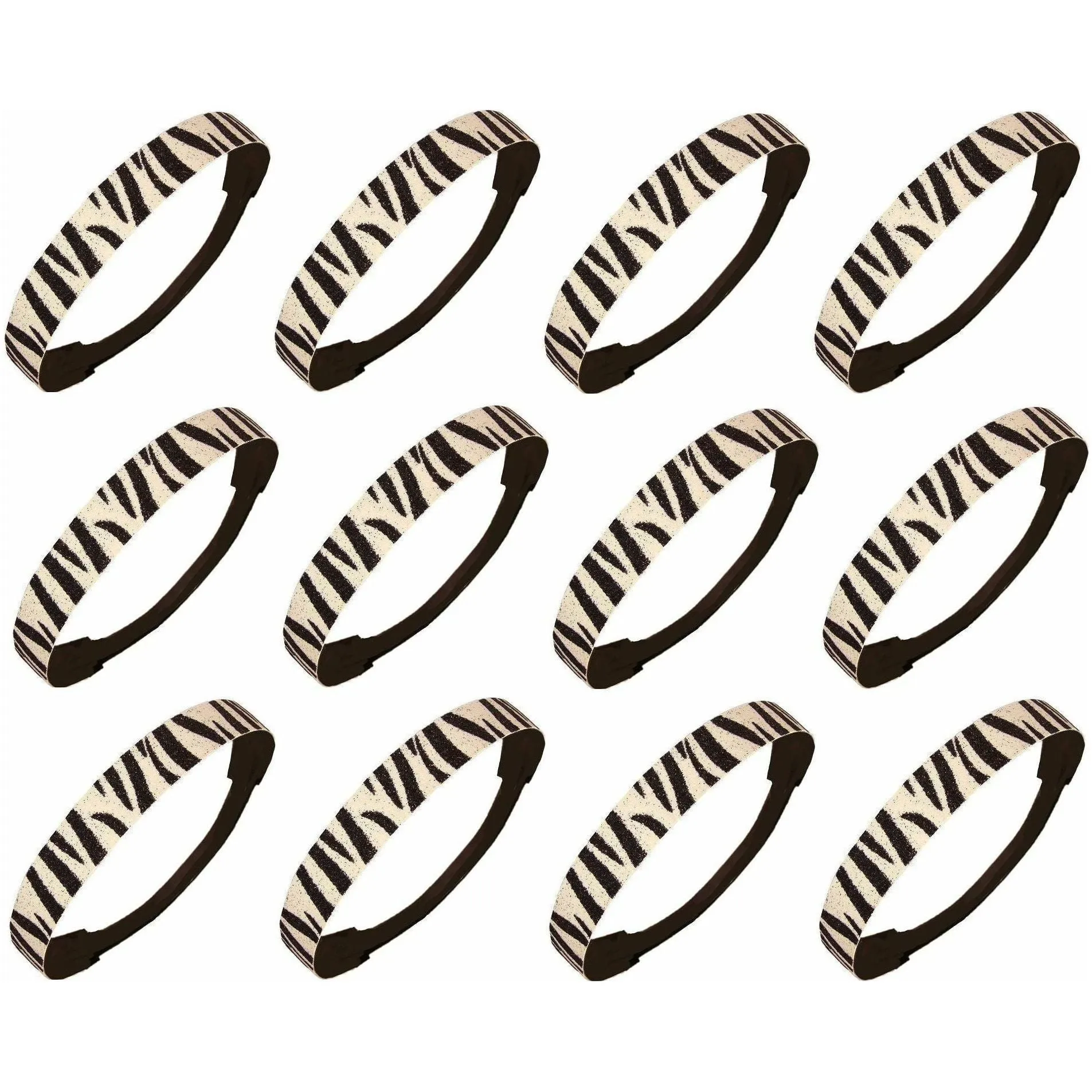 White Black Zebra Glitter Headbands - 12 Pack