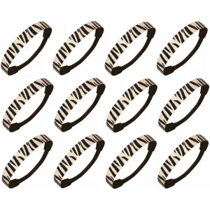 White Black Zebra Glitter Headbands - 12 Pack