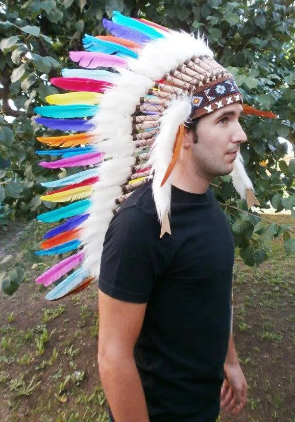 Y14 Medium Colorful  Feather Headdress